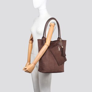25454 Vegan Suede Tote Bag With a Matching Purse