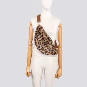 25422 Faux Fur Leopard Print Bum Bag