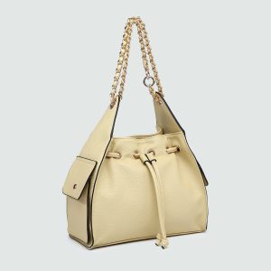 Premium Faux Leather Shoulder Bag with Side Pockets # 26742